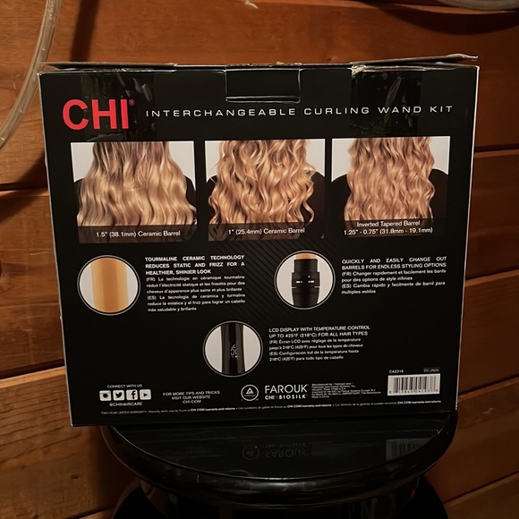 CHI INTERCHANGEABLE CURLING WAND KIT 1.5” 1” Inverted Taper 1.25” NIB HAIR IRON - Picture 2 of 5